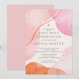 Moderne roze meisjes Eerste Communie Kaart