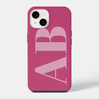 Moderne Roze Meisjesachtige Initiële Minimaal Mono iPhone 14 Hoesje