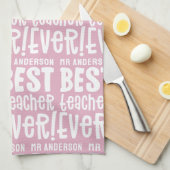 Moderne roze meisjescadeau voor beste lerarentypog theedoek (Quarter Fold)