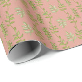 Moderne Roze Met De Hand Getekende Botanische Swee Cadeaupapier (Rol Hoek)