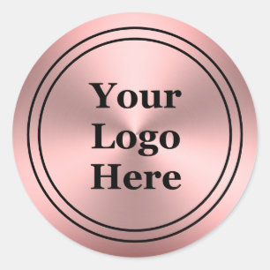 Moderne roze metalen Kijk hier naar je Logo Ronde Sticker