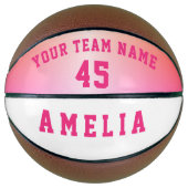Moderne Roze Metalen Speler Teamnaam Nummer  Basketbal (Voorkant)