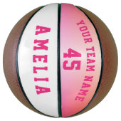 Moderne Roze Metalen Speler Teamnaam Nummer  Basketbal (Verticaal)