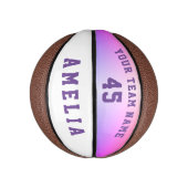 Moderne Roze Metalen Speler Teamnaam Nummer Basketbal (Verticaal)