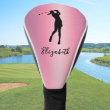 Moderne Roze Metallic Look Vrouwelijke Golfer Aang