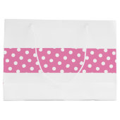 Moderne roze middenstreep met stippen op wit groot cadeauzakje (Achterkant)
