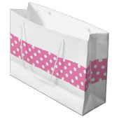Moderne roze middenstreep met stippen op wit groot cadeauzakje (Voorkant Gekanteld)