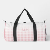Moderne Roze Minimaal Gingham Patroon Monogram Plunjezak (Voorkant)