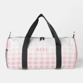 Moderne Roze Minimaal Gingham Patroon Monogram Plunjezak (Achterkant)