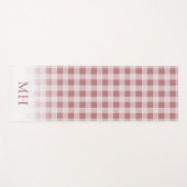 Moderne Roze Minimaal Gingham Patroon Monogram Yogamat (Voorkant (horizontaal))