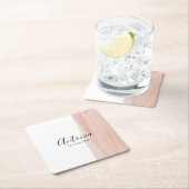 Moderne Roze Minimale Manuscript Naam Kartonnen Onderzetters (Insitu)