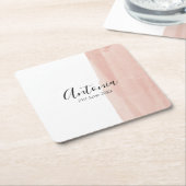 Moderne Roze Minimale Manuscript Naam Kartonnen Onderzetters (Schuin)