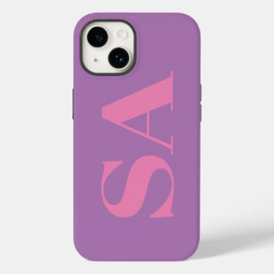 Moderne roze minimale monogram iPhone 14 hoesje