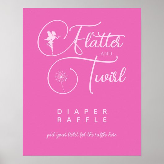 Moderne roze minimalistische airy diaper Raffle Poster (Voorkant)