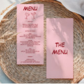 Moderne Roze Minimalistische Cocktail Bruiloft Kaart