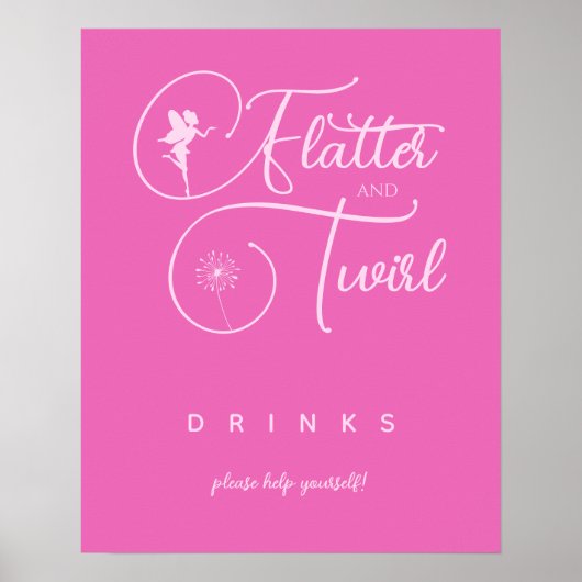 Moderne roze minimalistische Drinken Poster (Voorkant)