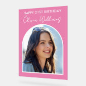 Moderne Roze Minimalistische Foto 21ste Verjaardag Acryl Bord (Hoek)