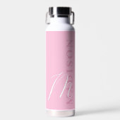 Moderne Roze Minimalistische Initiaal Monogram Waterfles (Voorkant)