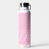 Moderne Roze Minimalistische Initiaal Monogram Waterfles (Achterkant)