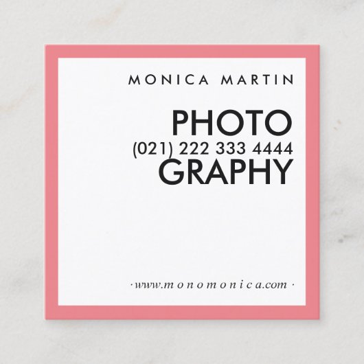 Moderne roze minimalistische kaarten vierkante visitekaartje (Voorkant)