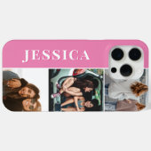 Moderne roze minimalistische monogram fotocollage Case-Mate iPhone case (Achterkant (horizontaal))