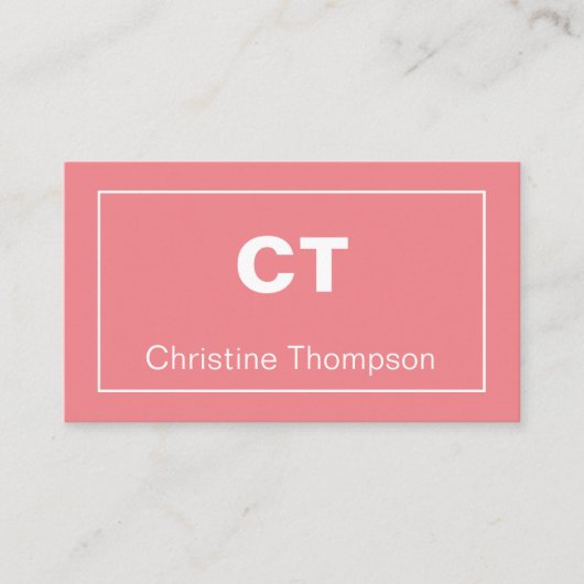 Moderne roze minimalistische naam en Initialen Visitekaartje (Voorkant)