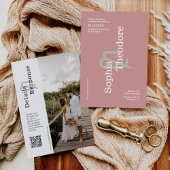 Moderne, roze, minimalistische QR-code voor bruilo Kaart