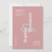 Moderne, roze, minimalistische QR-code voor bruilo Kaart (Voorkant)