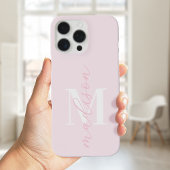 Moderne Roze Minimalistische Script Monogram iPhone Hoesje