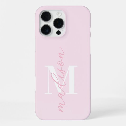 Moderne Roze Minimalistische Script Monogram iPhone Hoesje (Achterkant)
