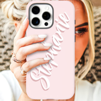 Moderne Roze Minimalistische Script Naam iPhone 16 Pro Max Hoesje