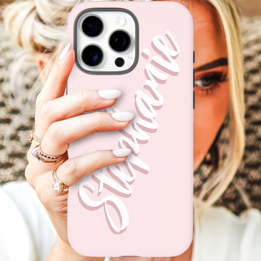 Moderne Roze Minimalistische Script Naam Case-Mate iPhone Case