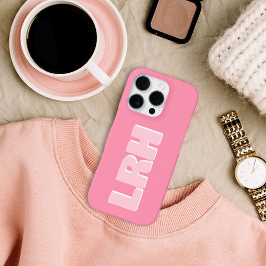 Moderne Roze Minimalistische Verticale Monogram iP iPhone Hoesje