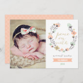 Moderne roze Mint Holiday Floral Aangepaste Fotoka Feestdagenkaart (Voorkant / Achterkant)