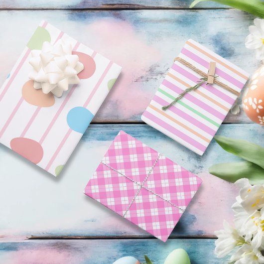 Moderne roze mode Paasset van 3 Inpakpapier Vel