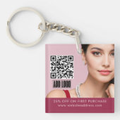 Moderne Roze Mode Sieraden Business Logo QR Code Sleutelhanger (Voorkant)