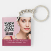 Moderne Roze Mode Sieraden Business Logo QR Code Sleutelhanger (Achterkant)