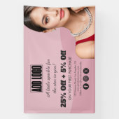 Moderne Roze Mode Sieraden Business Logo Spandoek (Verticaal)