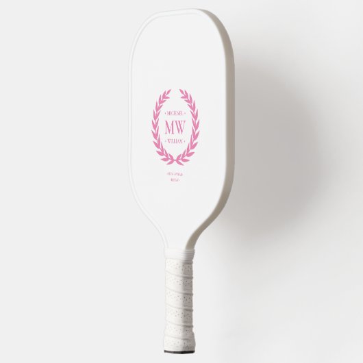 Moderne Roze Monogram Aangepaste Naam Elegante kra Pickleball Paddle (Links)