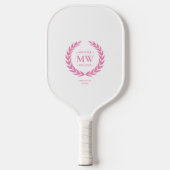 Moderne Roze Monogram Aangepaste Naam Elegante kra Pickleball Paddle (Voorkant)