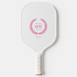 Moderne Roze Monogram Aangepaste Naam Elegante kra Pickleball Paddle