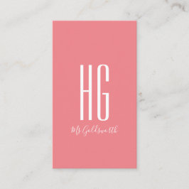 Moderne Roze Monogram Aanpasbaar Visitekaartje