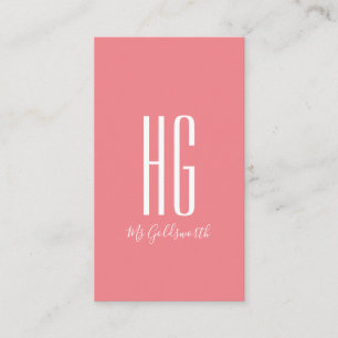 Moderne Roze Monogram Aanpasbaar Visitekaartje
