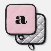 Moderne Roze Monogram Beginletter Pannenlap (Voorkant / Achterkant)