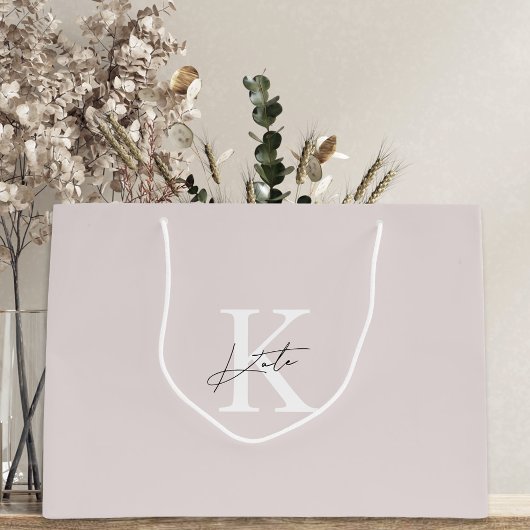 Moderne roze monogram bruidsmeisje voorstel cadeau groot cadeauzakje