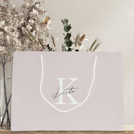 Moderne roze monogram bruidsmeisje voorstelcadeaut groot cadeauzakje
