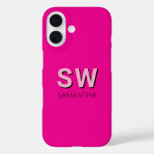 Moderne roze monogram eerste naam Case-Mate iPhone case (Achterkant)