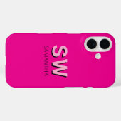 Moderne roze monogram eerste naam Case-Mate iPhone case (Achterkant (horizontaal))