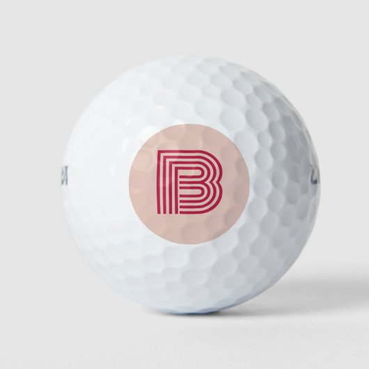 Moderne Roze Monogram Eerste Personaliseerbare Golfballen (Voorkant)