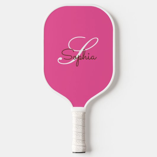 Moderne roze monogram - Gepersonaliseerde naam Pickleball Paddle (Voorkant)